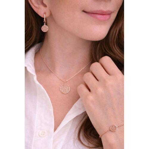 Rose Gold Gümüş Yaşam Çiçeği Kadın Kolye Küpe Bileklik Seti