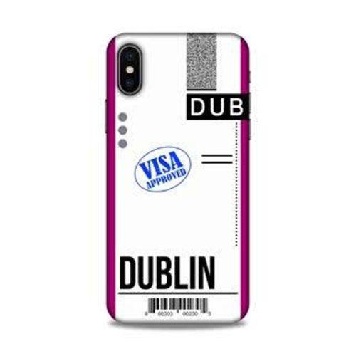 Apple iPhone X Kılıf Uçak Bileti Dublin Arka Kapak Koruma Desenli Full Koruyucu