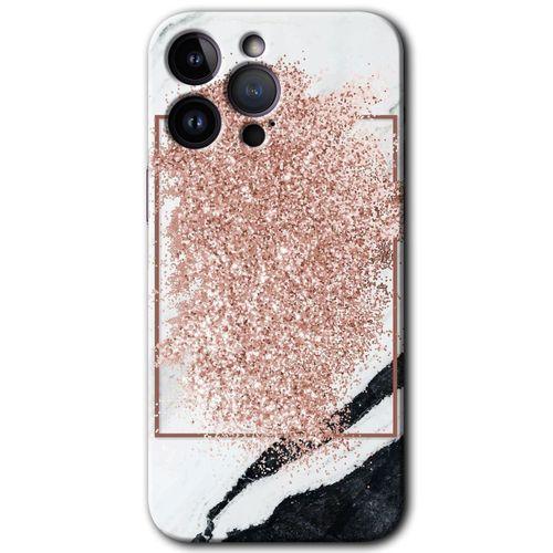 Potkal Hediye Fabrikası iPhone 14 Pro HD Baskılı Kılıf + 9D Tam Ekran Koruyucu - Simli Mermer