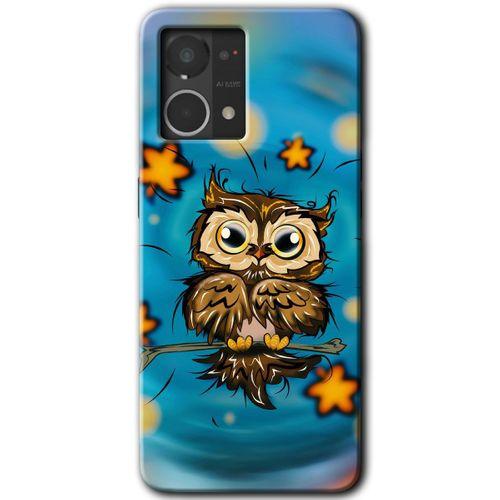MRCİLETİSİM Oppo Reno 7 4G Kılıf HD Desen Baskılı Arka Kapak+Temperli Cam - Owl Bird Stars
