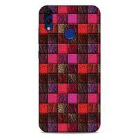 Huawei Honor 8C Kılıf Patchwork (22) Tam Koruma Kılıfı Fuşya Bordo