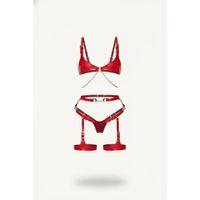 Kırmızı Harness Takım Deri Materyal Zincir Detaylı - Brf1379