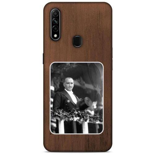 Oppo A31 Kılıf Atatürk (35) Fit Design Kılıf Kahverengi Duvar