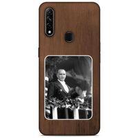 Oppo A31 Kılıf Atatürk (35) Fit Design Kılıf Kahverengi Duvar