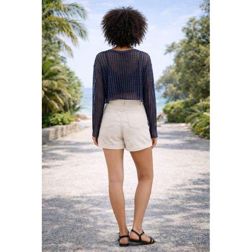 ALEXANDERGARDI AJURLU OVERSIZE CROP TRİKO BLUZ (B24-00101)