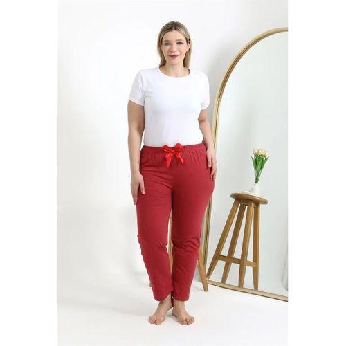 Kadın Büyük Beden Mercan Pamuklu Rahat Kalıp Ev Giyim Pijama Altı