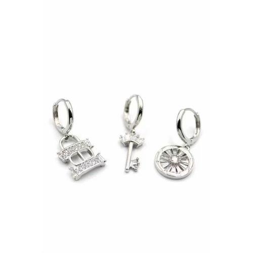 3'lü CD Küpe - Gümüş