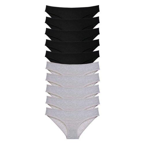 10 Adet Süper Eko Set Likralı Kadın Slip Külot Siyah Gri
