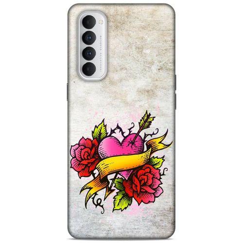 Lopard Oppo Reno 4 Pro Uyumlu Kılıf Tattoo's (12) Koruyucu Silikon Gri Pembe