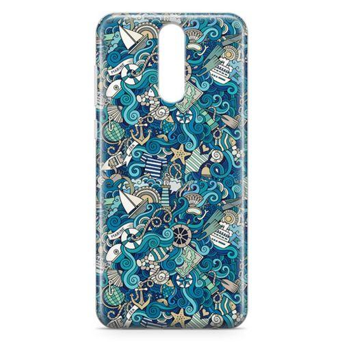 Huawei Mate 10 Lite Kılıf Doodle Gemi Turları Arka Kapak Koruma Desenli Full Koruyucu