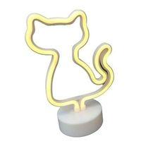 Neon Işıklı Kedi Lamba Pil+usb Pembe Işık Mz-122