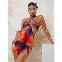 Transparan Detaylı Omuz Dekolteli Mini Fantezi Elbise