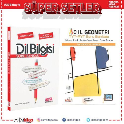 Acil TYT AYT Geometri ve AKM Dil Bilgisi Soru Bankası Seti 2 Kitap