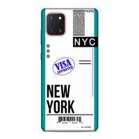 Samsung Galaxy Note 10 Lite Kılıf Uçak Bileti New York City Arka Kapak Koruma Desenli Full Koruyucu