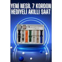 Akıllı Saat 7 Kordon Hediyeli Takvim Alarm Nabız Ölçer Bildirim Görme Sesli Görüşme