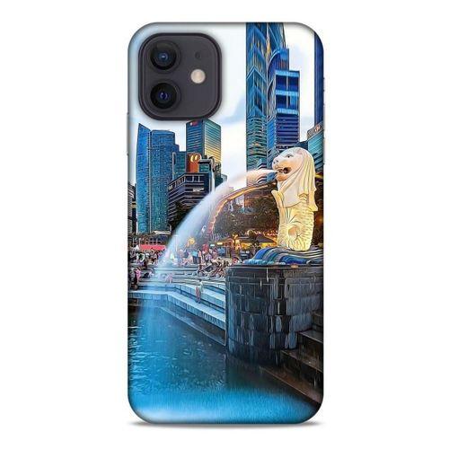 Apple iPhone 12 Kılıf Dünya Mimarisi (47) Crystal Flex Kılıf Merlion Singapur