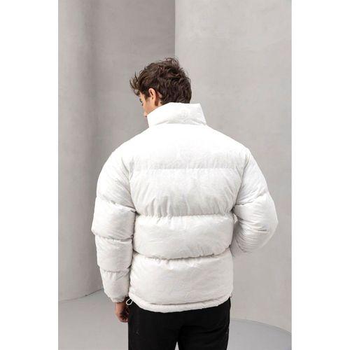 Harjo Etnik Desen Yüksek Yaka Şişme Erkek Mont - Ekru