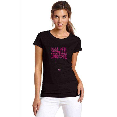 Fight Club Baskılı Siyah Kadın Tshirt