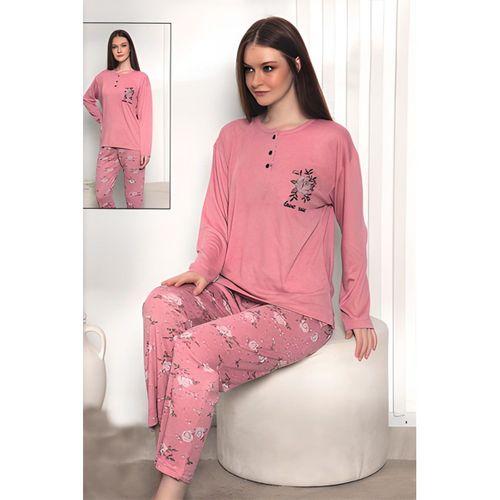 Fawn Kadın Love Rose İki Düğme Pijama Takımı (6802)