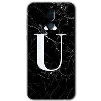 Huawei Mate 10 Lite HD Baskılı Kılıf + 9D Tam Ekran Koruyucu - Siyah Mermer Desenli Ü Harfi