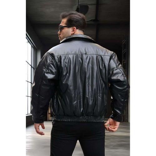 Oversize Premium Deri Ceket/Mont - Siyah