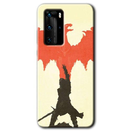 MRCİLETİSİM Huawei P40 Pro Kılıf HD Desen Baskılı Arka Kapak + Temperli Cam - Dragon Hunter 1