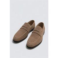 %100 Süet İnce Taban Erkek Loafer Ayakkabı - Bej