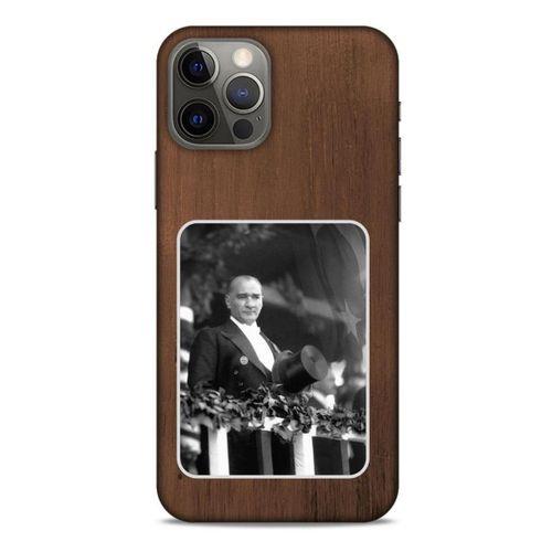 Apple iPhone 12 Pro Kılıf Atatürk (35) Fit Design Kılıf Kahverengi Duvar