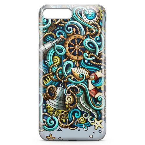 Apple iPhone 8 Plus Kılıf Deniz Malzemeleri Doodle Arka Kapak Koruma Desenli Full Koruyucu