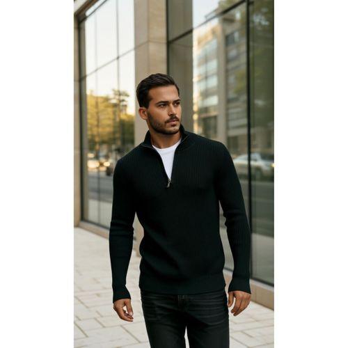 Erkek Balıkçı Zip Yaka Uzun Kollu Triko