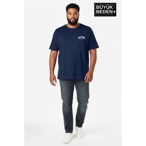Süperlife Erkek Büyük Beden New York Baskılı 3xl-6xl Bisiklet Yaka Tshırt SPR26BTS510-05