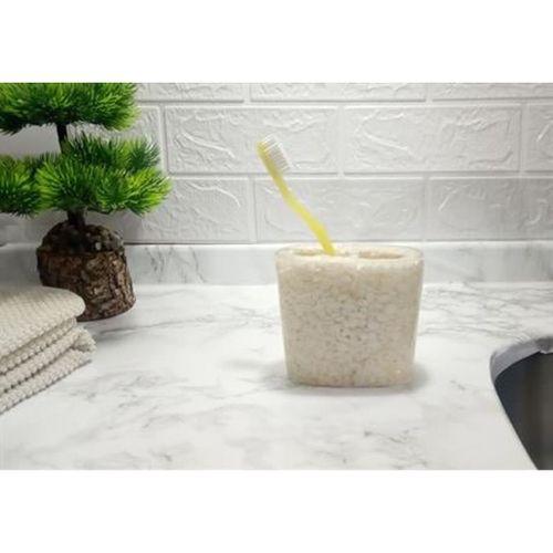 2 Adet Diş Fırçalık Deniz Taşı El Yapımı 400 Gr 10X5X9Cm Banyo Seti