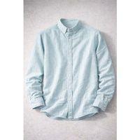 Dik Şerit Çizgili Flam Keten Gömlek - Elma