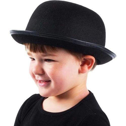 Eğitici Çocuk Charlie Chaplin Stil Çocuk Şapkası – Siyah Melon Parti Şapkası