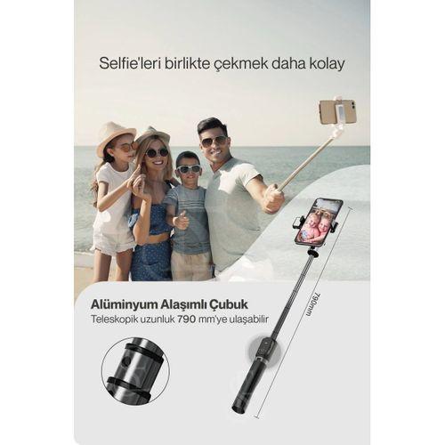 Led Işıklı Selfie Çubuğu Bluetooth Kumandalı Kablosuz Tripot Selfie Monopod Selfie Stick (beyaz)