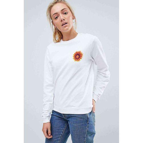 Watercolor Flower Baskılı Beyaz Kadın Sweatshirt