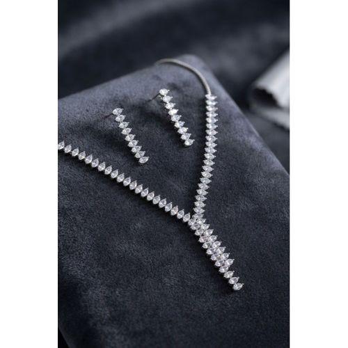 Arpa Zirkon Taşlı Su Yolu Kolye ve Küpe Set