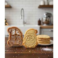Bıyıklı Mini Noel Cücesi Kurabiye Kalıbı – Şapkalı Gnome Figürlü, Çift Parça Hamur Kesici, Şeker Hamuru ve Oyun Hamuru İçin