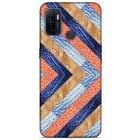 Huawei P40 Kılıf Patchwork (3) Kapak Lacivert Turuncu