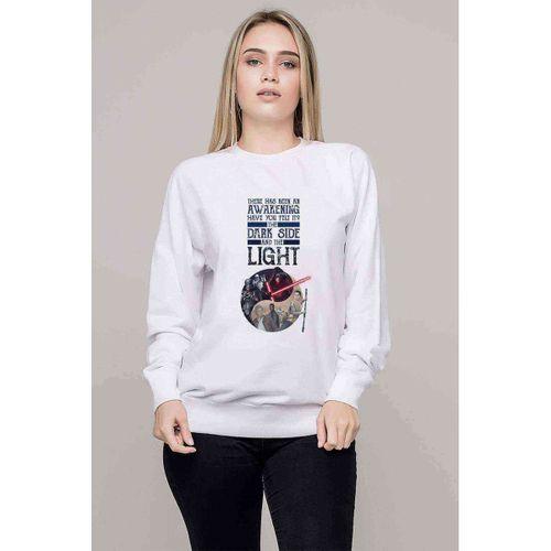 Dark Side Light Baskılı Beyaz Kadın Sweatshirt