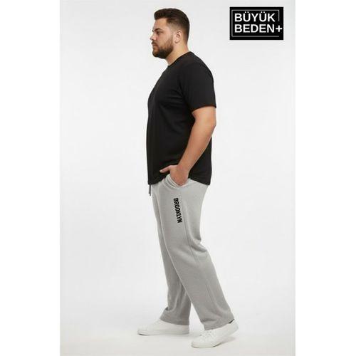 Erkek Büyük Beden BROOKLYN Baskılı Rahat Kesim Paça Reçme  ince Eşofman Altı SPR26EA952-2