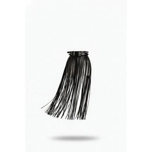 Siyah Etek Suni Deri Etek Çift Tokalı Bel Detaylı Etek - Brf1090