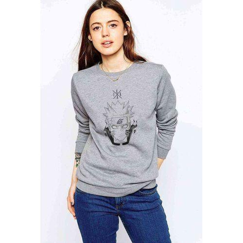 Anime Naruto Baskılı Gri Kadın Sweatshirt
