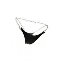 Siyah Tanga - Külot Parlak Suni Deri Zincir Bağlantılı - Brf1157