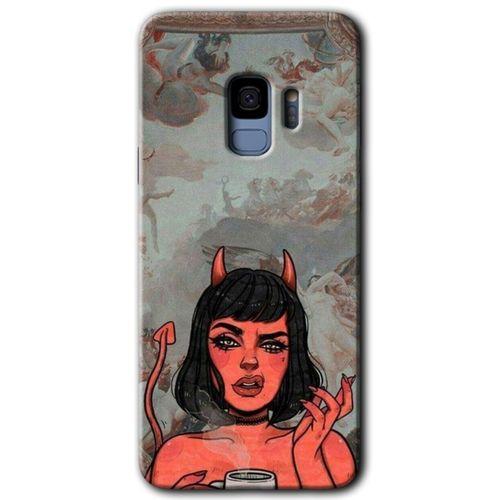 Potkal Hediye Fabrikası Samsung Galaxy S9 HD Baskılı Kılıf + 9D Tam Ekran Koruyucu - Devil Girl