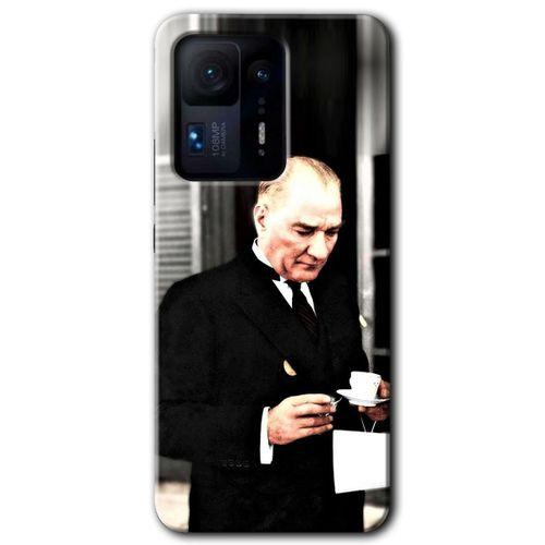 Mi Mix 4 Kılıf HD Desen Baskılı Arka Kapak - Atatürk Türk Kahvesi + Kırılmaz Cam