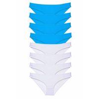 8 adet Süper Eko Set Likralı Kadın Slip Külot Beyaz ve Mavi