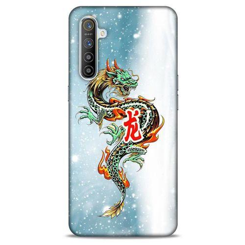 Oppo Realme XT Kılıf Dragons (29) Arka Koruma Kılıfı Tatoo Mavi Ejderha
