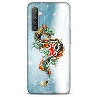 Oppo Realme XT Kılıf Dragons (29) Arka Koruma Kılıfı Tatoo Mavi Ejderha