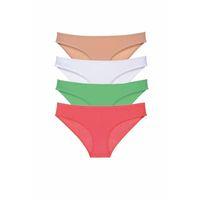 4 adet Süper Eko Set Likralı Kadın Slip Külot Ten Pudra Yeşil Fuşya